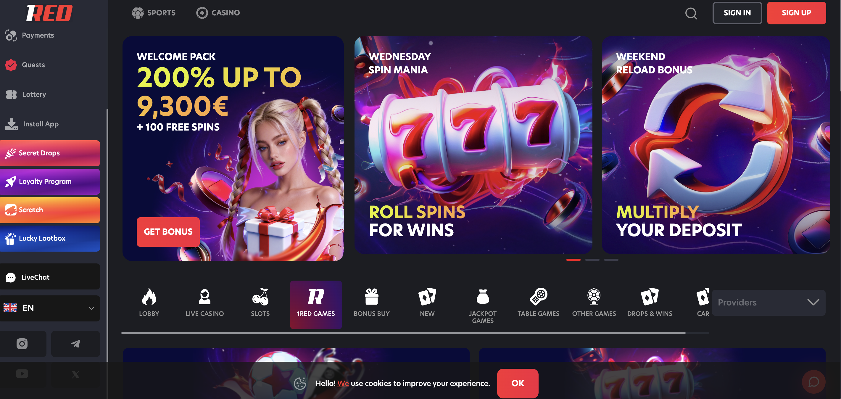 1Red Casino login